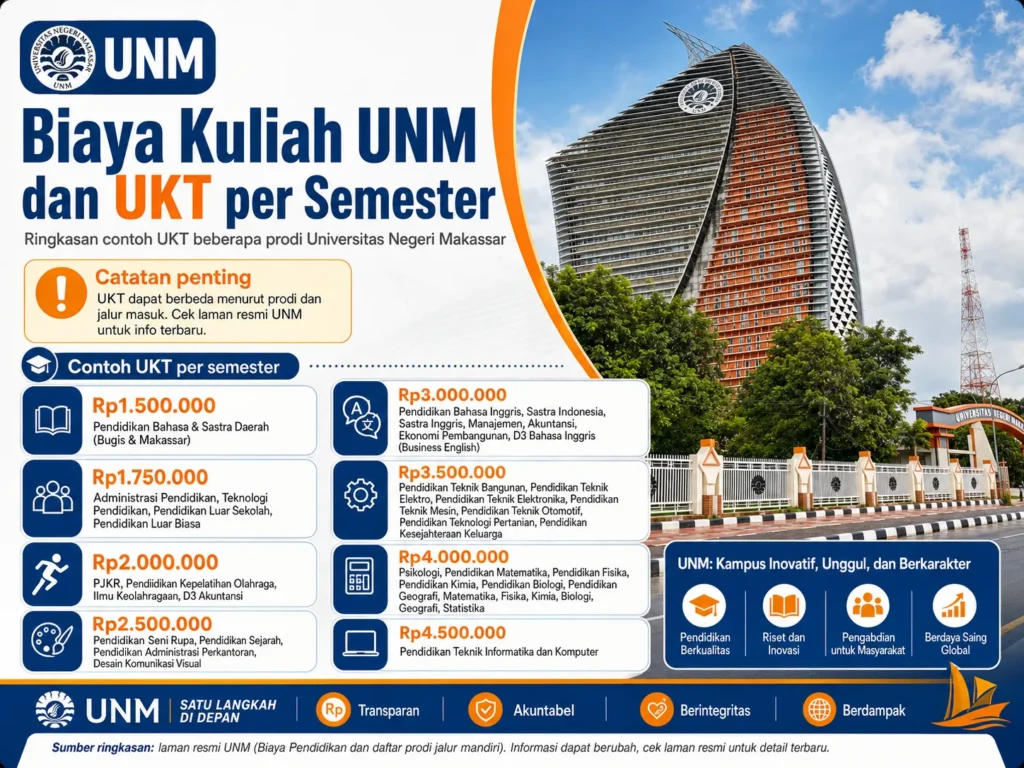 Biaya Kuliah UNM dan UKT per Semester
