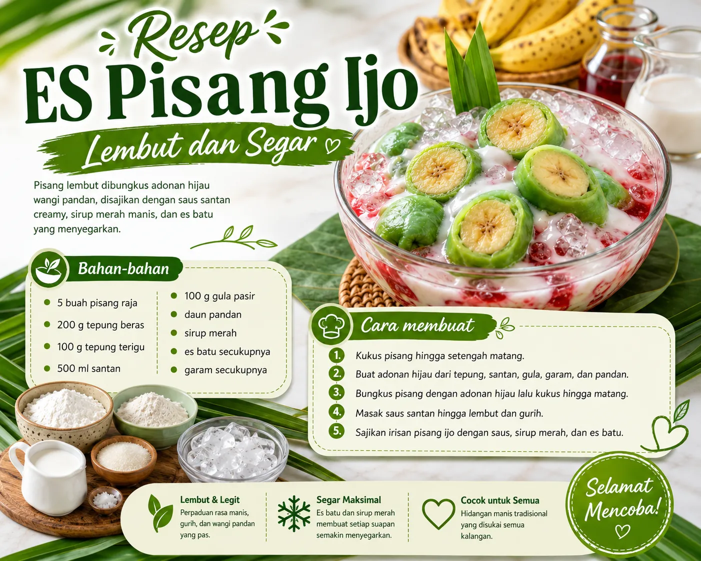 Resep ES Pisang Ijo Lembut dan Segar Resep ES Pisang Ijo Lembut dan Segar