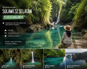 buatkan gambar wisata alam sulawesi selatan tersembunyi