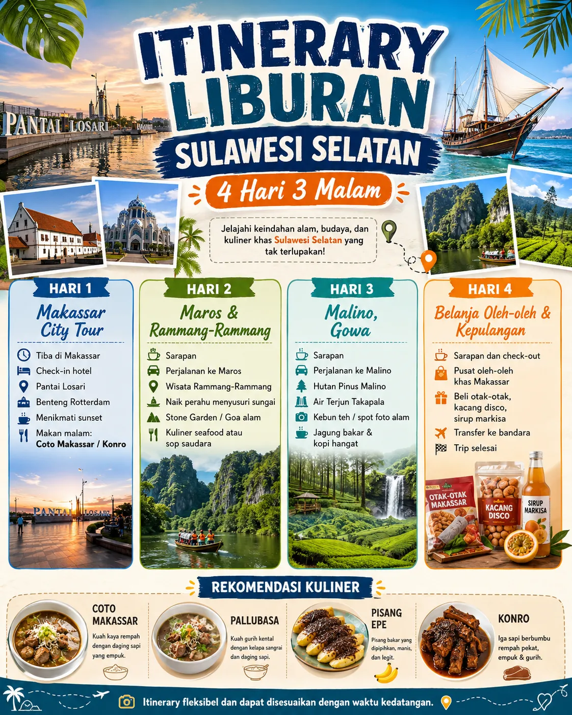 itinerary liburan ke sulawesi selatan 4 hari 3 malam